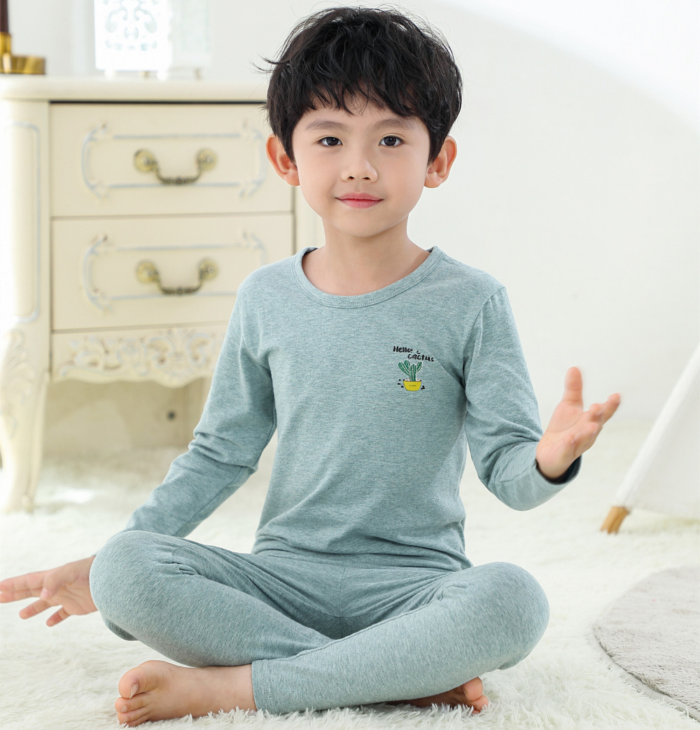 Children's Underwear Lycra Set 6036 Cotton Boys Long Johns Little Boys Pajamas Large Children's Cotton Sweater details Picture