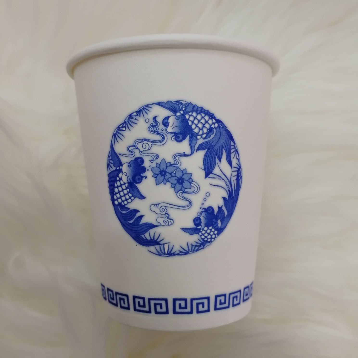 Disposable Household Paper Cup Super Thick Auspicious Water Cup Blue And White Porcelain Chinese Wind Paper Cup Application Scenario