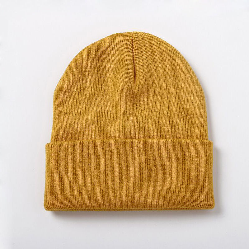ins hat autumn-winter woolen hat men's solid color knit hat Women Korean version landlord Guapui hat Yuppie warm hat yellow thumbnail