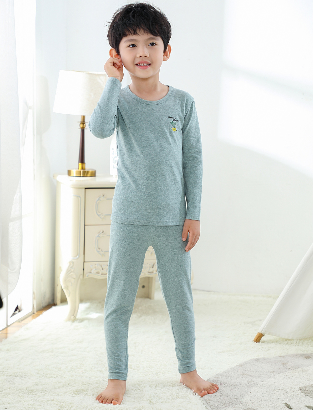 Children's Underwear Lycra Set 6036 Cotton Boys Long Johns Little Boys Pajamas Large Children's Cotton Sweater Specification drawing