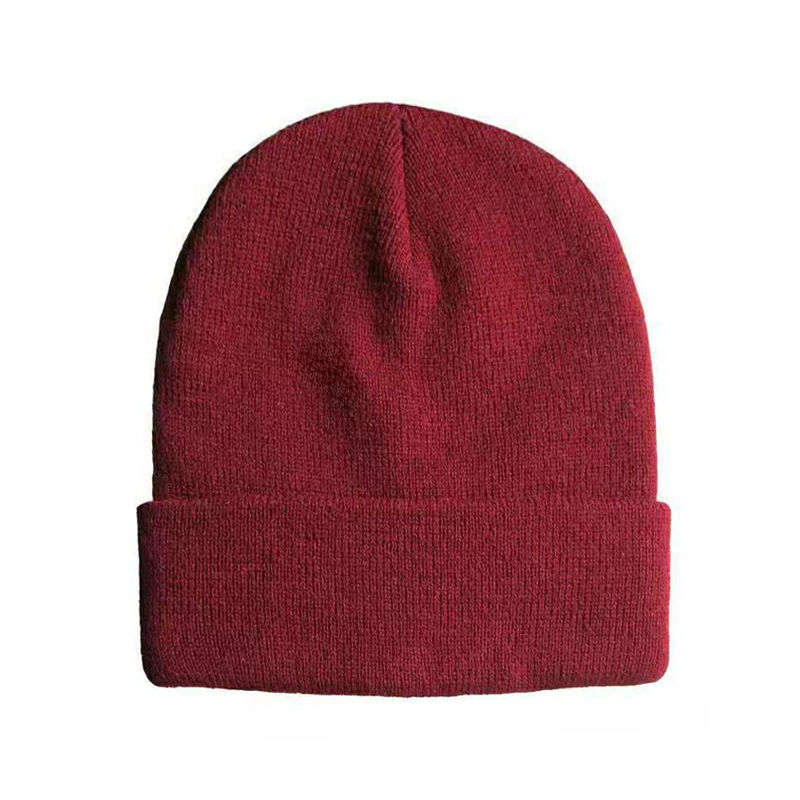 ins hat autumn-winter wool hat men's solid color knit hat Women Korean version landlord Guapui hat Yuppie warm hat dark red thumbnail