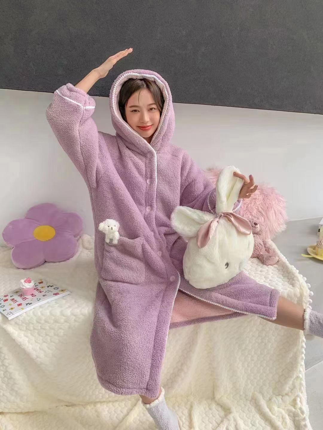 New Autumn And Winter Style With Fleece Thickening Warm Home Clothing Sexy Underwear Sexy Pajamas 8 details Picture