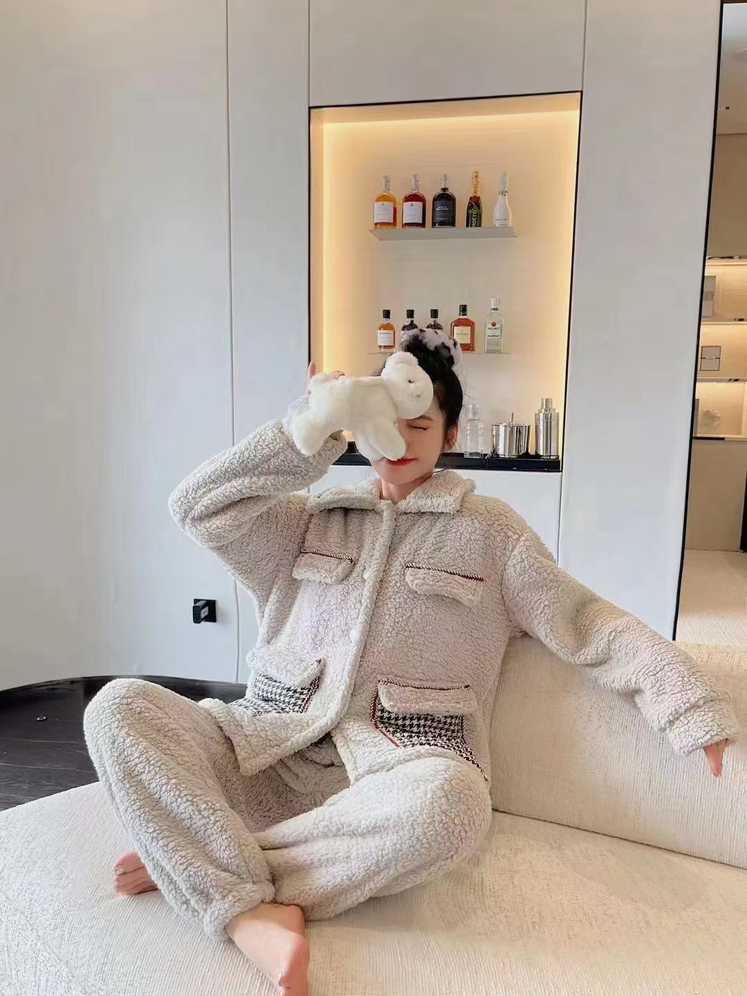 New Autumn And Winter Style With Fleece Thickening Warm Home Clothing Sex Underwear Sex Pajamas 1 Specification drawing