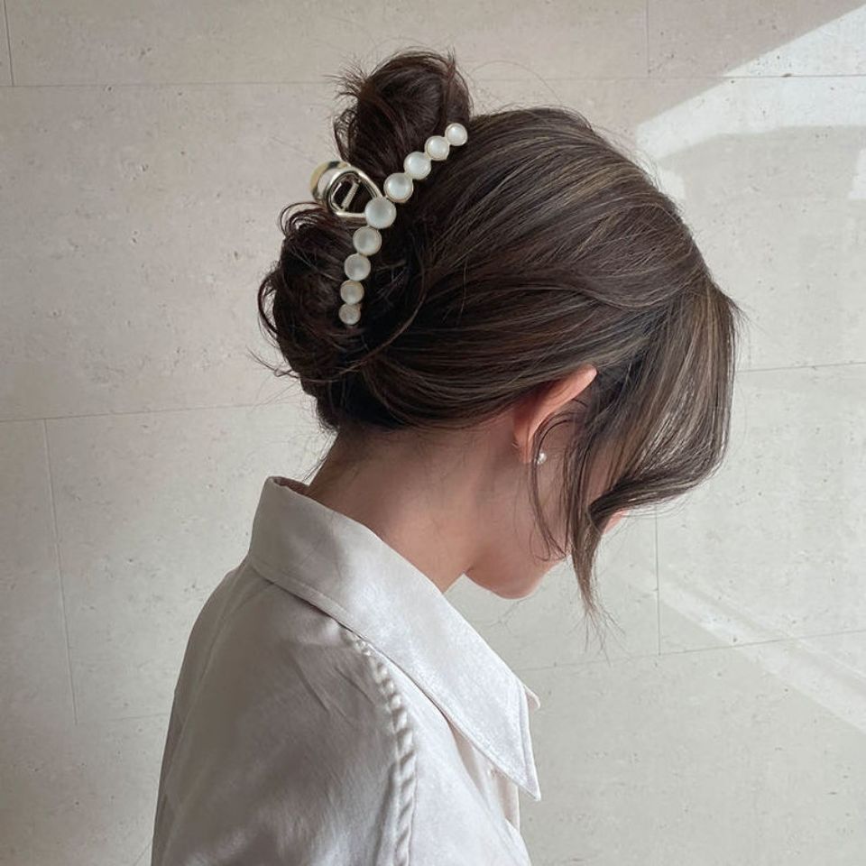 Summer 2021 New Pearl Hair Clip Back Head Female Grab Clip Large Temperament Hair Clip Korean Shark Clip Specification drawing