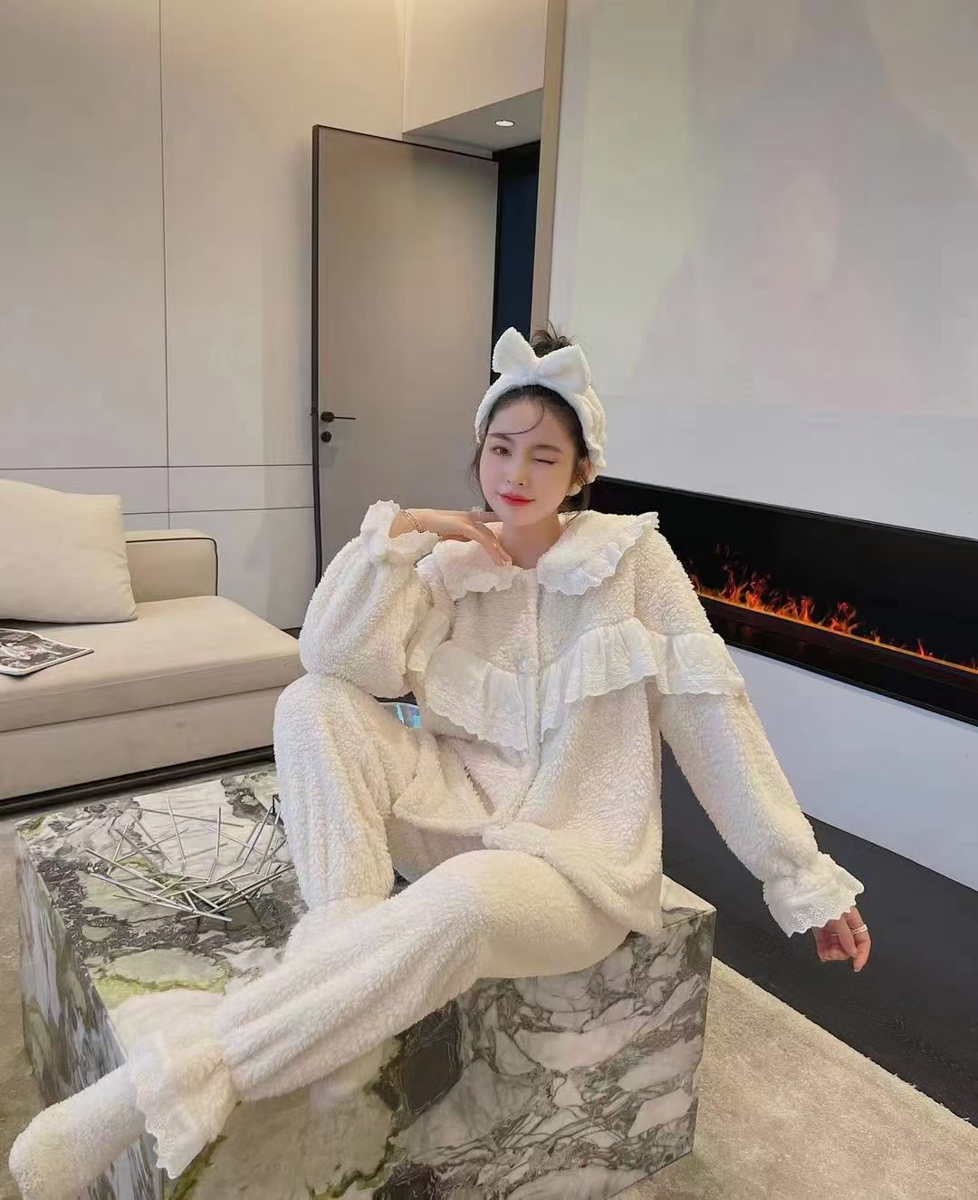 New Autumn And Winter Style With Fleece Thickening Warm Home Clothing Sex Underwear Sex Pajamas 1