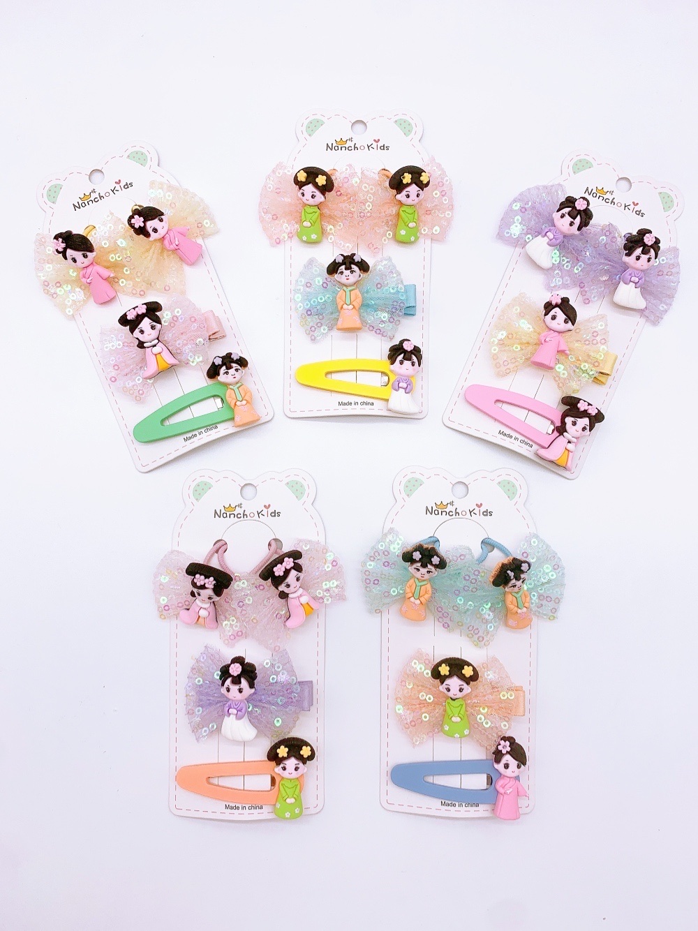 Little Princess Cute Yarn Set 4-Piece Hairpin Band Set details Picture