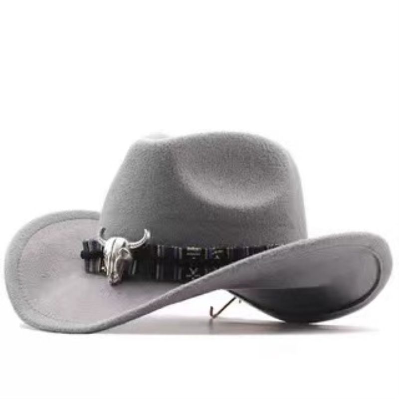 Western cowboy hat Metal cow hat gray thumbnail