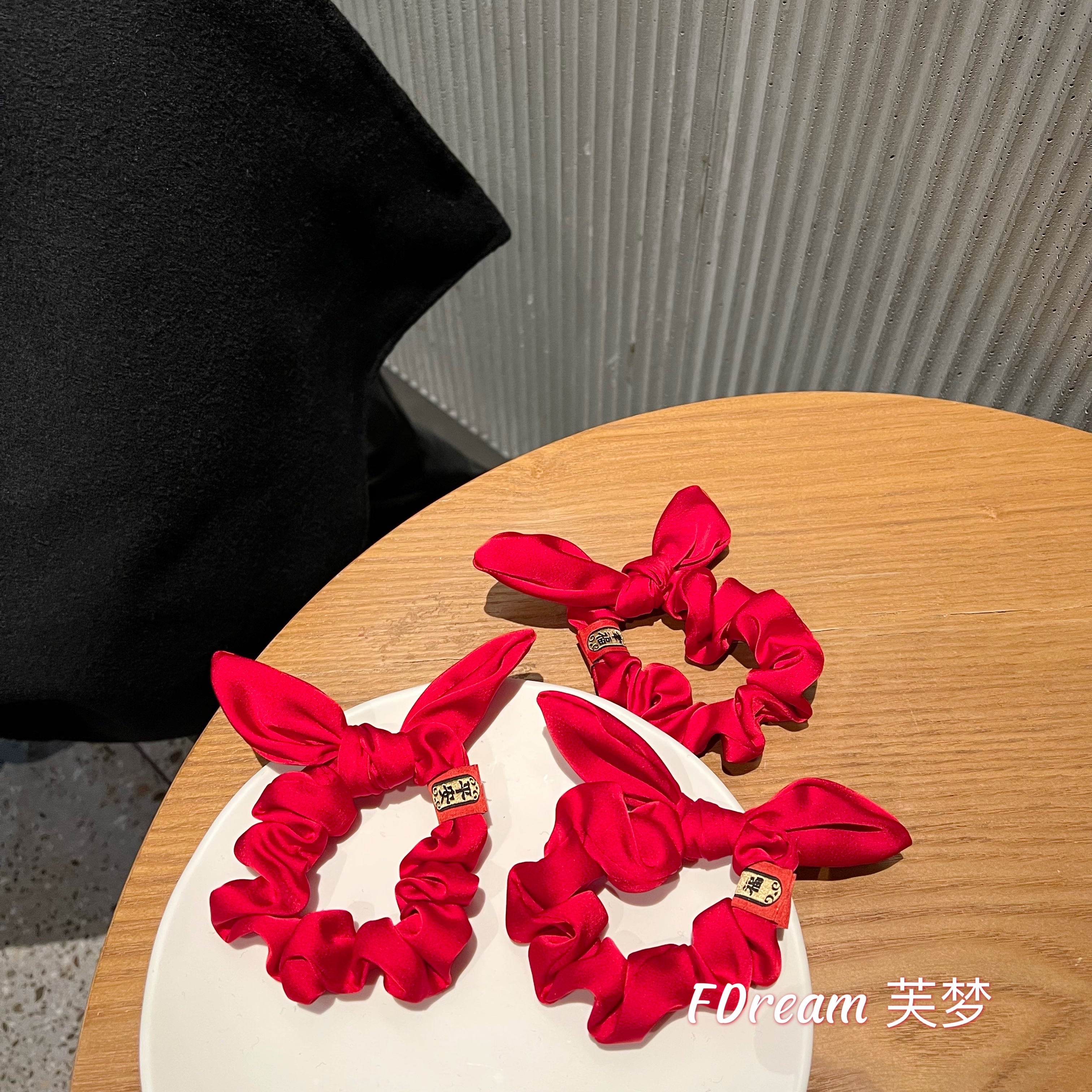 New Year's bow large hair band cute five Fu hair accessories hair rope plus label head circle happiness, peace and health five Fu in place thumbnail