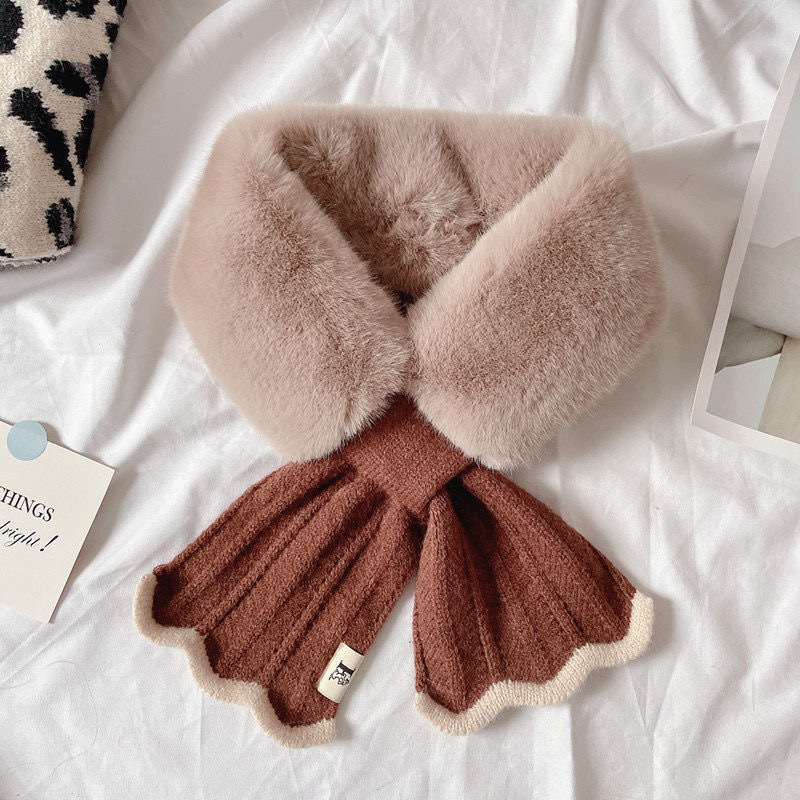 Korean Fur Scarf Women's Winter Imitation Fur Mermaid Knitted Fur Collar Scarf Application Scenario