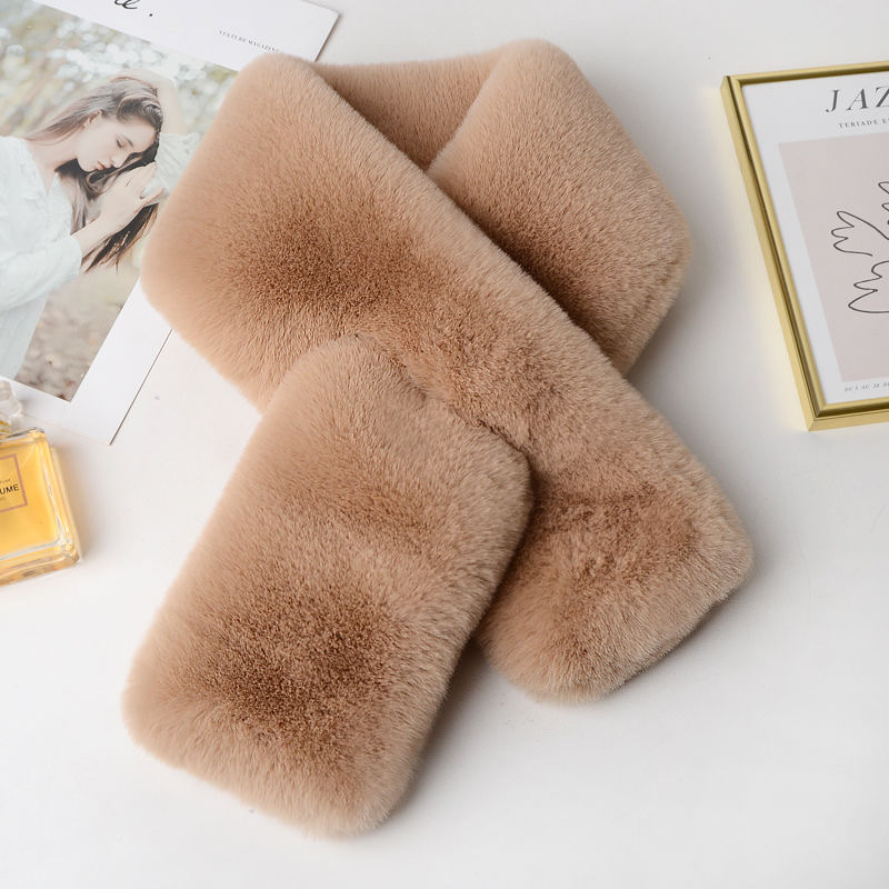 Scarf Female Winter Rex Rabbit Hair Bib Thickened Warm Neck Set Imitation Fur Scarf Female Student Korean Version Everything Ladies