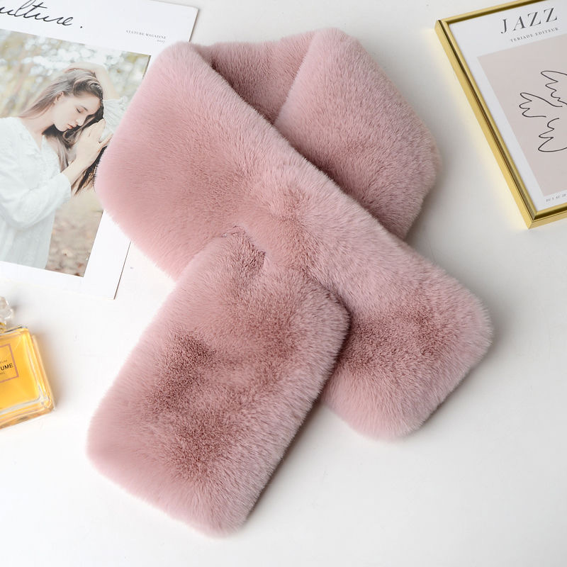 Scarf Female Winter Rex Rabbit Hair Bib Thickened Warm Neck Set Imitation Fur Scarf Female Student Korean Version Everything Ladies Application Scenario