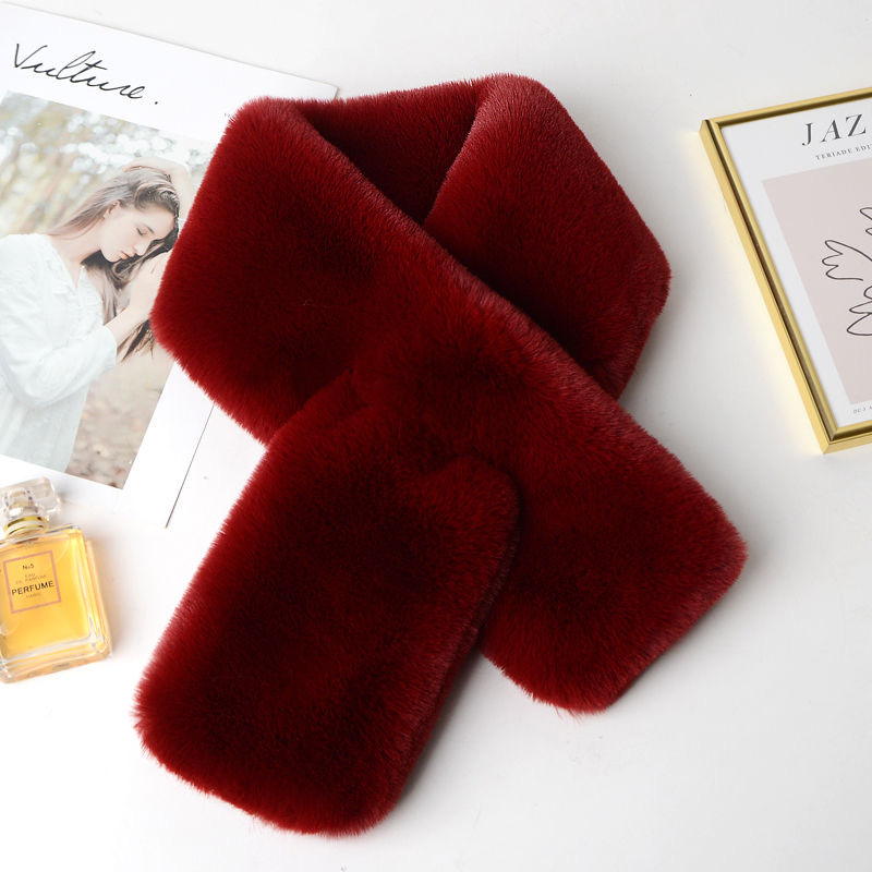 Scarf Female Winter Rex Rabbit Hair Bib Thickened Warm Neck Set Imitation Fur Scarf Female Student Korean Version Everything Ladies details Picture