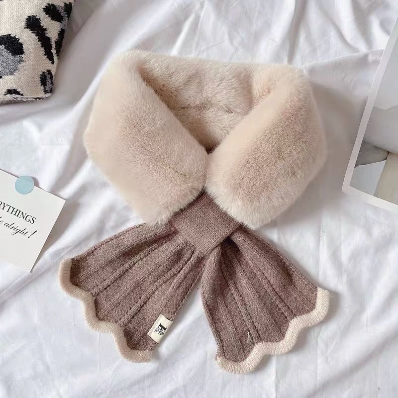 Korean Fur Scarf Women's Winter Imitation Fur Mermaid Knitted Fur Collar Scarf details Picture