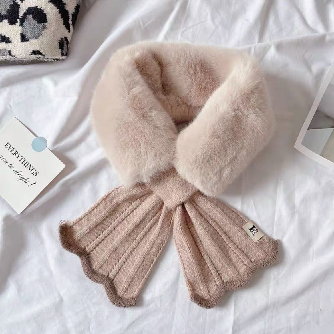 Korean Fur Scarf Women's Winter Imitation Fur Mermaid Knitted Fur Collar Scarf Specification drawing