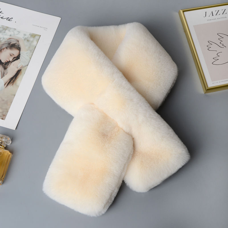Scarf Female Winter Rex Rabbit Hair Bib Thickened Warm Neck Set Imitation Fur Scarf Female Student Korean Version Everything Ladies Item Picture