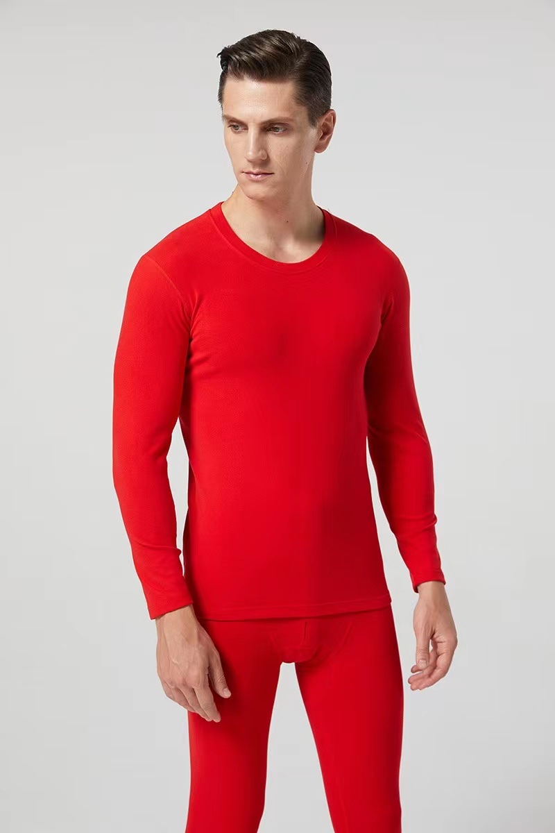 Men's Fleece Warm Underwear Set Young Long Johns Boys Warm Top De Fleece Warm Pants Bottoms full figure