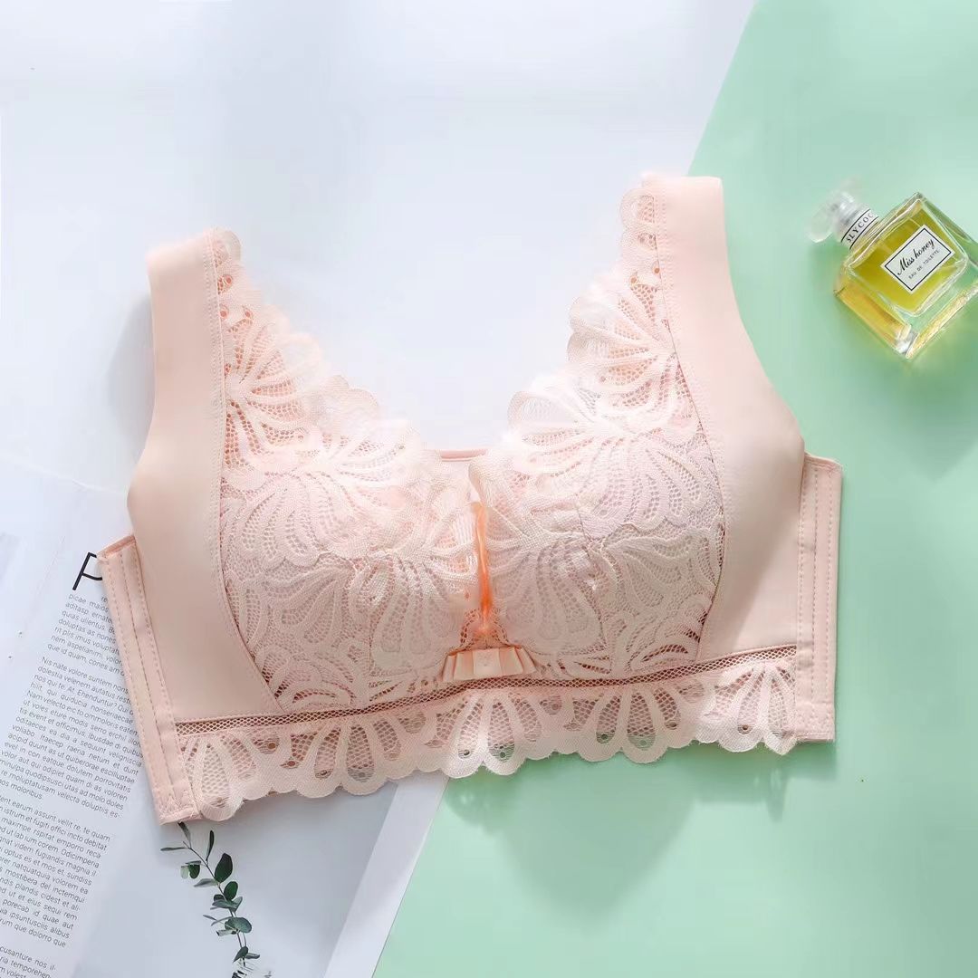 2022 Autumn/Winter New Fashion Lace Bra Cotton Inner Skin-Friendly Comfort Retraction Pair Milk Gathering Adjustment Underwear 33 details Picture