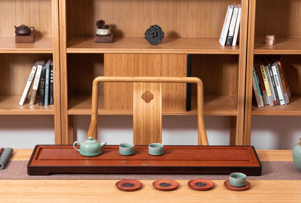 Floating Moon Heavy Bamboo Tea Tray Home Office Tea Tray Side Discharge Water Simple Everything Atmosphere details Picture