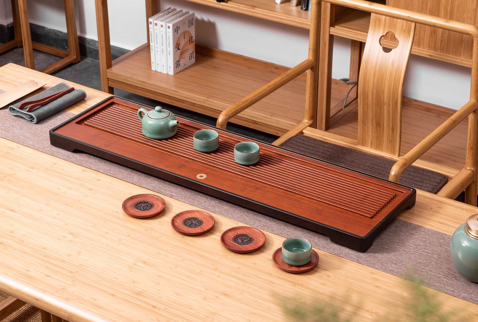 Floating Moon Heavy Bamboo Tea Tray Home Office Tea Tray Side Discharge Water Simple Everything Atmosphere
