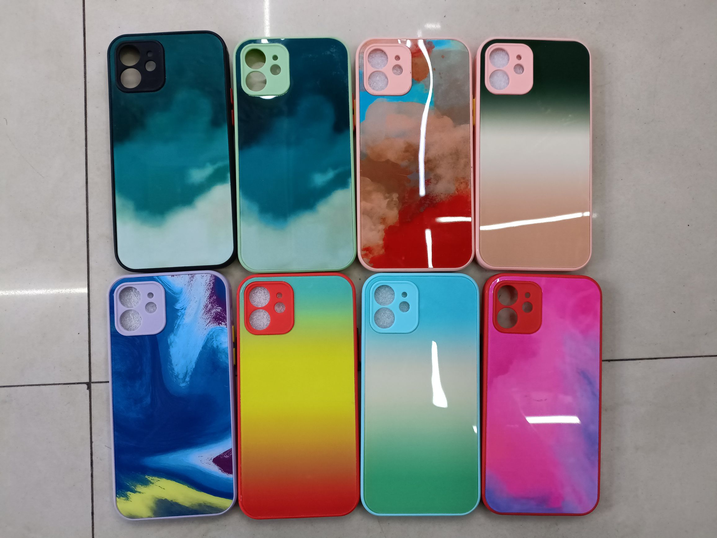 Painted acrylic color contrast button phone case