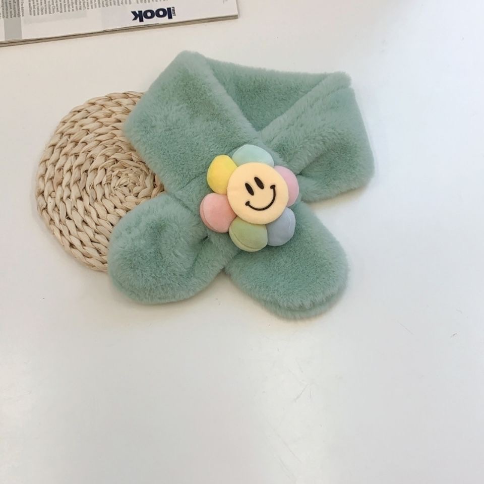 Children's Scarf Imitation Wrase Rabbit Hair Korean Version Of Baby Boys And Girls Plush Neck Autumn Winter Thick Warm Infants Specification drawing
