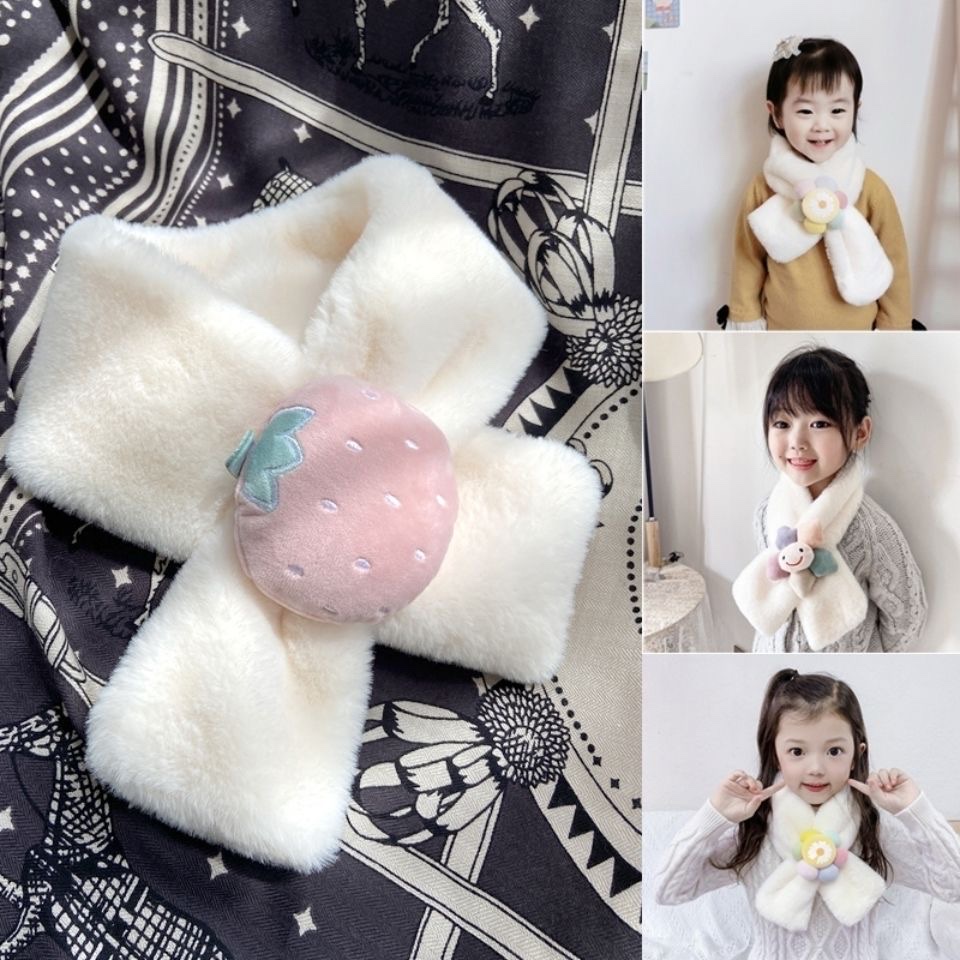 Children's Scarf Imitation Wrase Rabbit Hair Korean Version Of Baby Boys And Girls Plush Neck Autumn Winter Thick Warm Infants Item Picture