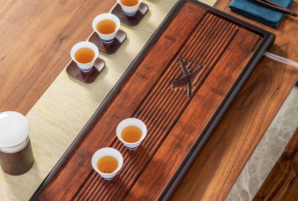 Bird Sound Heavy Bamboo Tea Tray Simple Atmosphere Easy To Clean Side Row All The Tea Tray 62*23.5*3.5Cm Item Picture