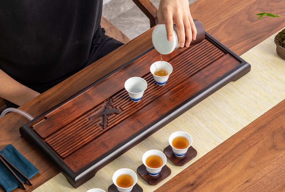Bird Sound Heavy Bamboo Tea Tray Simple Atmosphere Easy To Clean Side Row All The Tea Tray 62*23.5*3.5Cm Application Scenario