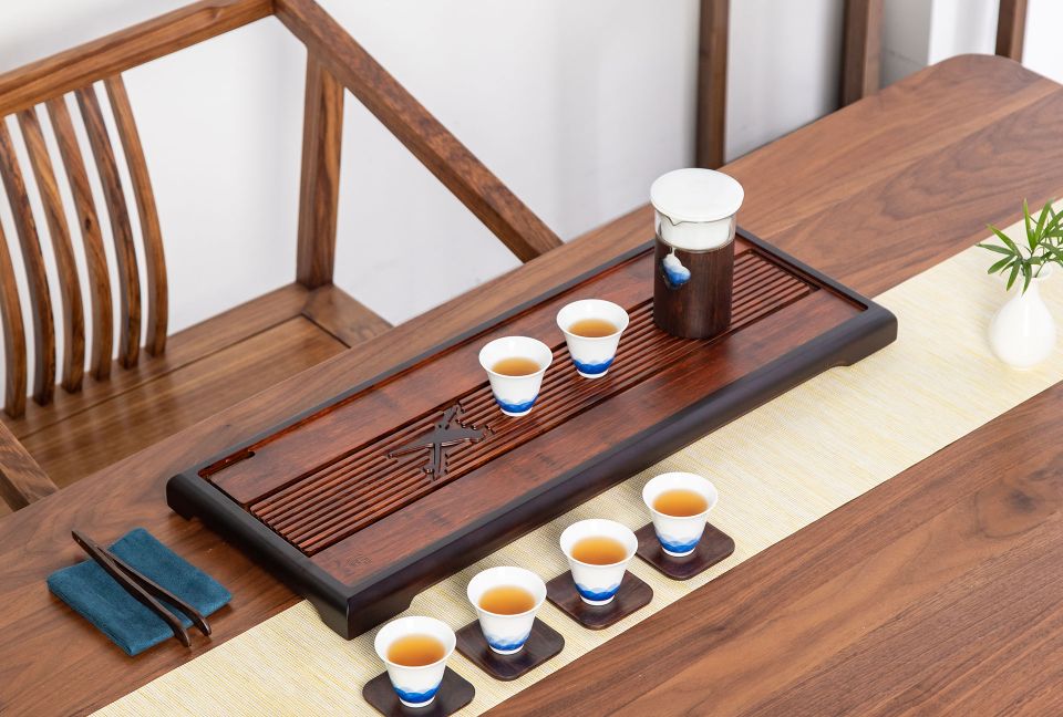 Bird Sound Heavy Bamboo Tea Tray Simple Atmosphere Easy To Clean Side Row All The Tea Tray 62*23.5*3.5Cm full figure
