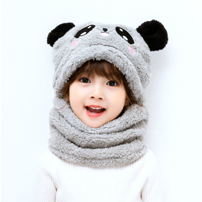 Children's Hats For Girls And Boys Autumn And Winter Hats And Necklaces For Cute Thick Warm Baby Face And Ear Protective Hats Specification drawing