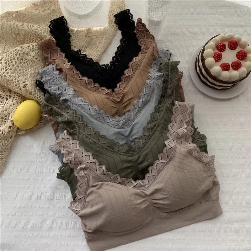 Top Top No Underwire Underwear Lace Sexy Small Breasts Thickened Beautiful Back Halter With A Sports Bra Cover Specification drawing