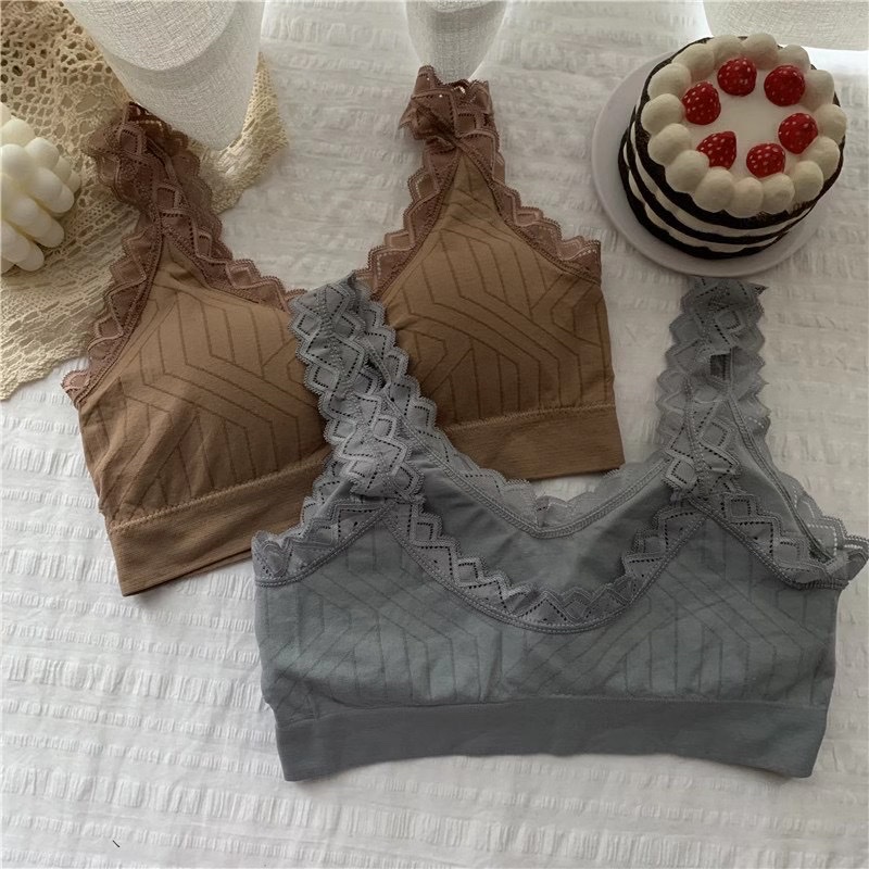 Top Top No Underwire Underwear Lace Sexy Small Breasts Thickened Beautiful Back Halter With A Sports Bra Cover Item Picture