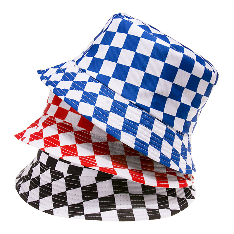 Checkerboard Hat, Digital Print, Cloth Hat Specification drawing