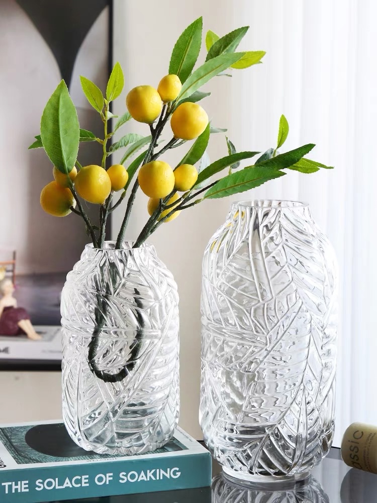 Japanese hammer pattern clear glass vase simple creative hydroponic flower arrangement flower device small fresh living room dry vase decoration thumbnail
