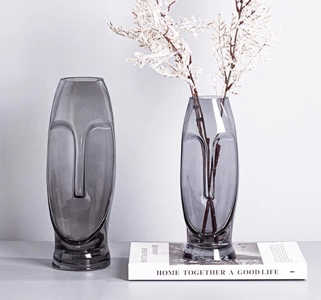 Nordic creative face glass vase hydroponic living room flower arrangement simple art model room home soft vase thumbnail