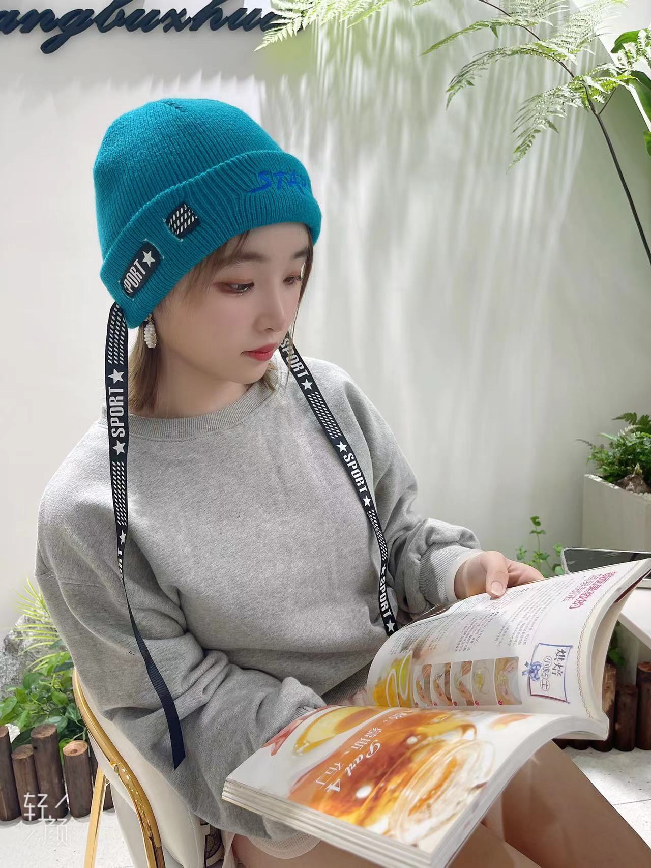 Lake blue basin hat hat knitted hat Zuo you hat industry fashion network red explosive style Li Jiaqi recommended warm and cold thumbnail