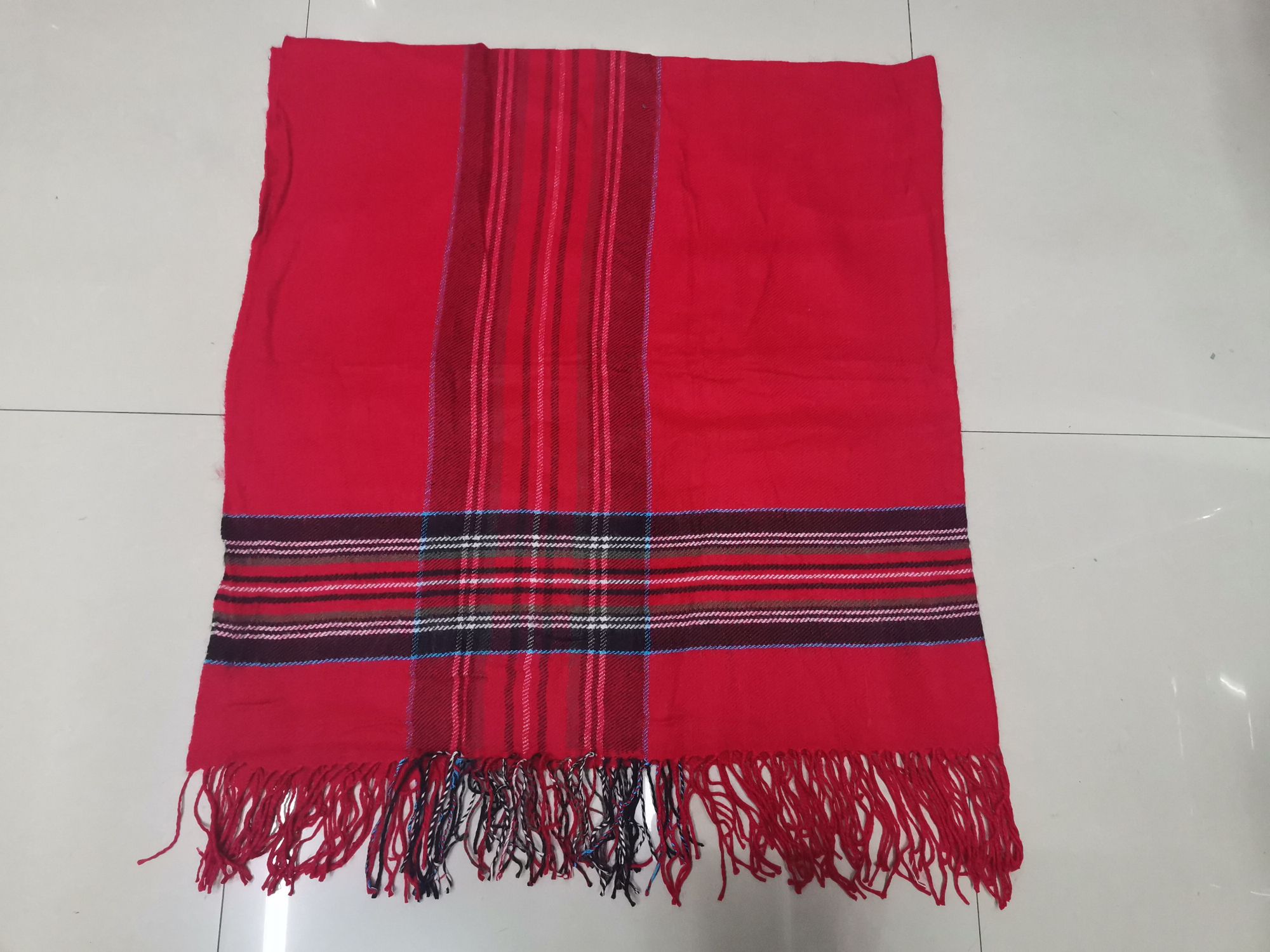 Wide Strip Color Square Bright Red details Picture