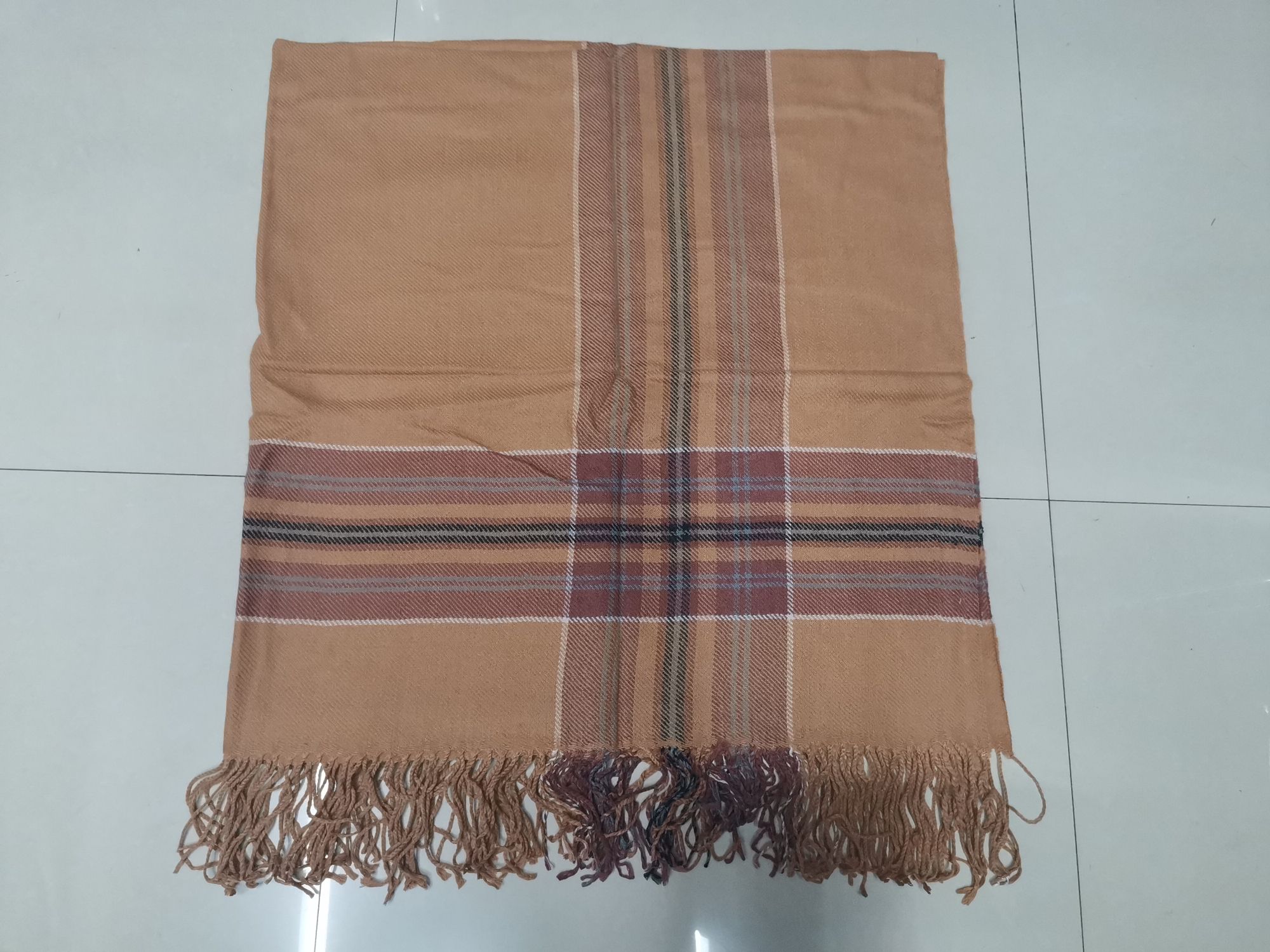 Wide Strip Square Camel Ten Brown details Picture