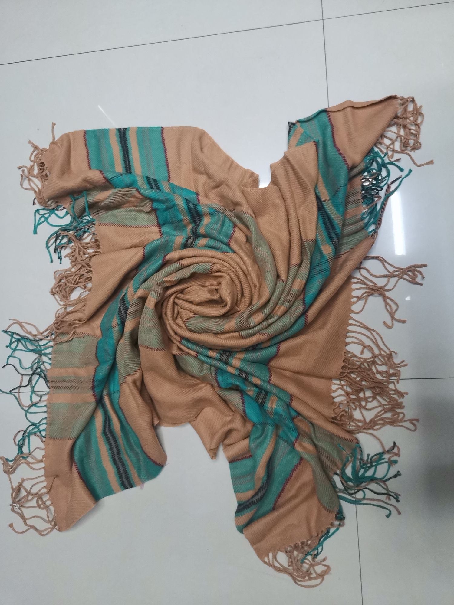 Wide Strip Square Camel Ten Army Green details Picture