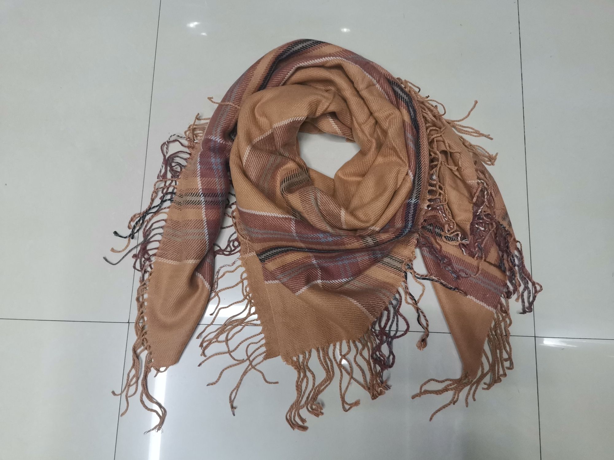 Wide Strip Square Camel Ten Brown