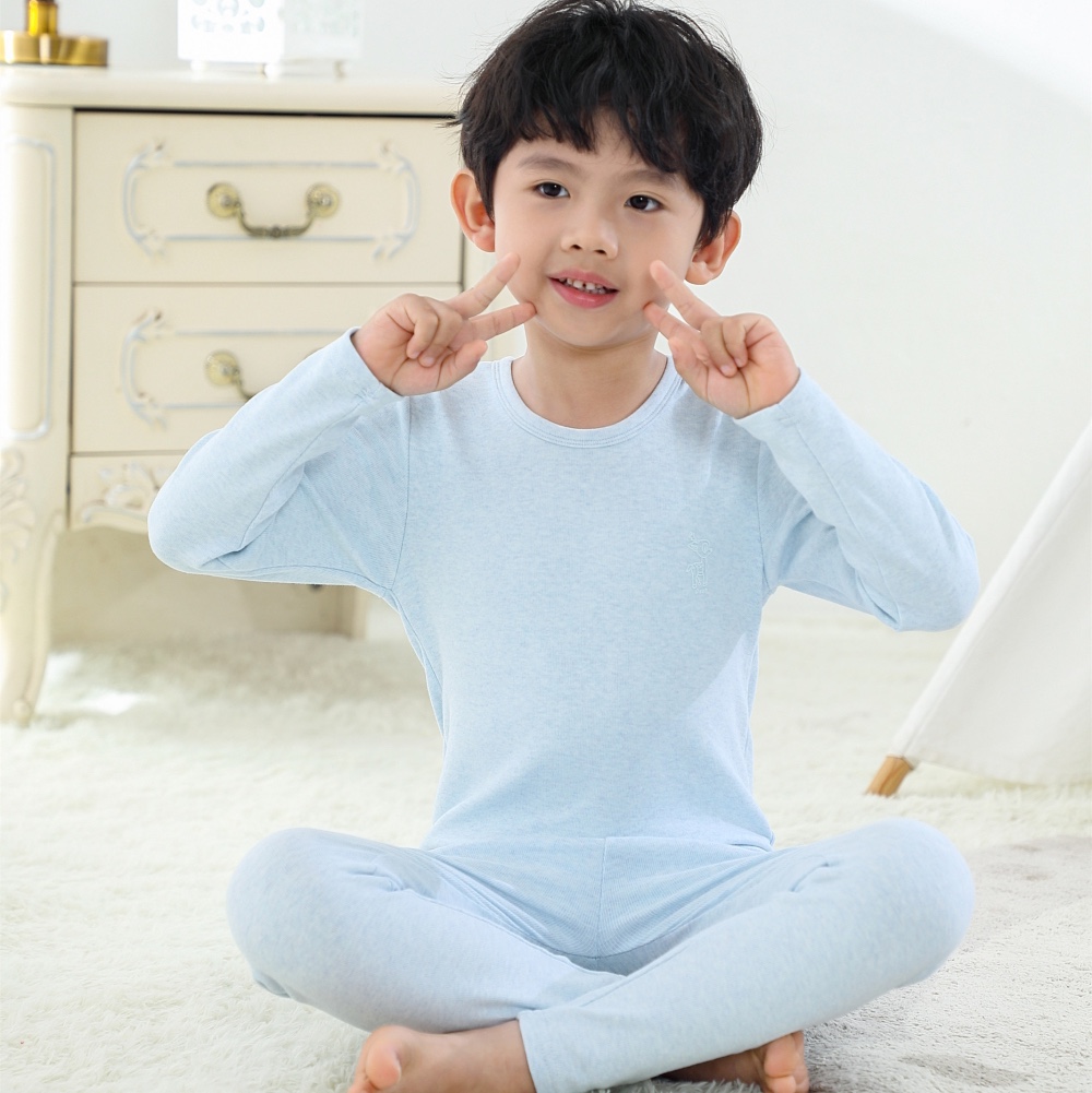 Korean Version Of Cashmere Color Cotton Thickened Warm Children's Underwear Set 8057 Baby Cotton Sweater For Boys