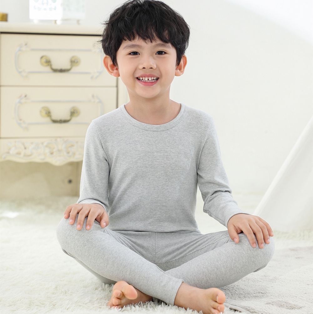 Korean Version Of Cashmere Color Cotton Thickened Warm Children's Underwear Set 8057 Baby Cotton Sweater For Boys