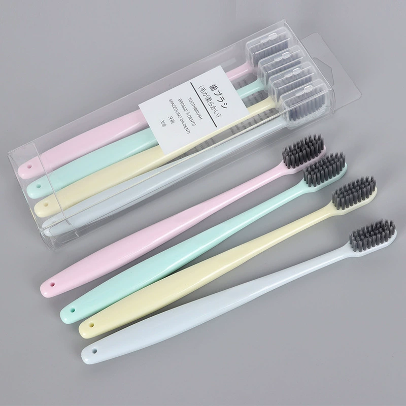 Japan No Print The Same Good Toothbrush Four Loaded Vegetarian Adult Bamboo Charcoal Soft Bristles Toothbrush Manufacturers Wholesale Application Scenario
