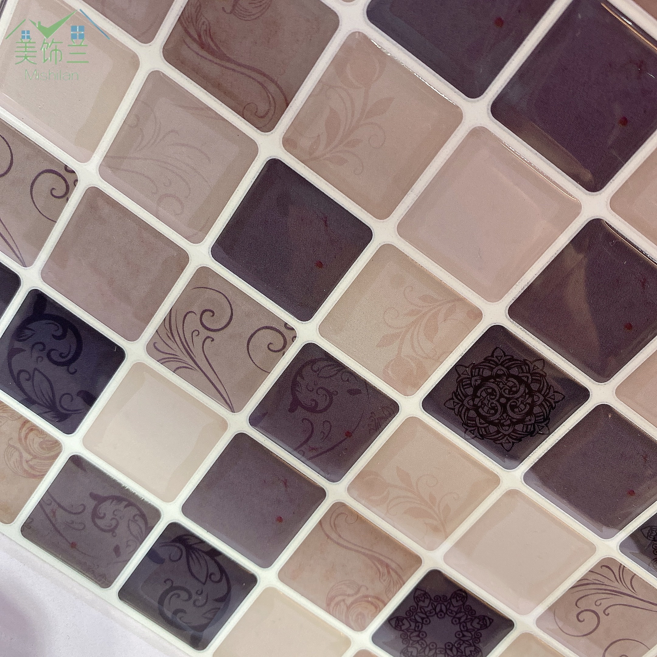 Creative tile self-adhesive chequered pattern 3D crystal three-dimensional drop glue wall stick waterproof oil pollution tide interior decoration thumbnail