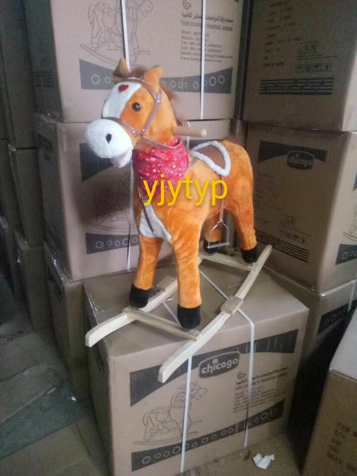 Children's gift plush large wooden horse shake horse with music mouth move tail shake sports toy car quality and low price quantity more price negotiable thumbnail