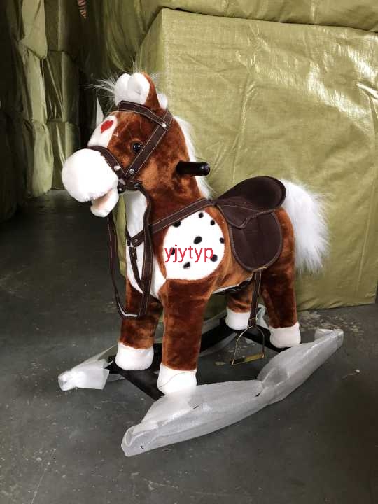Yiwu good goods new lovely baby toy car gift plush trumpet spot dark brown rocking horse horse high quality low price quantity more price negotiable thumbnail