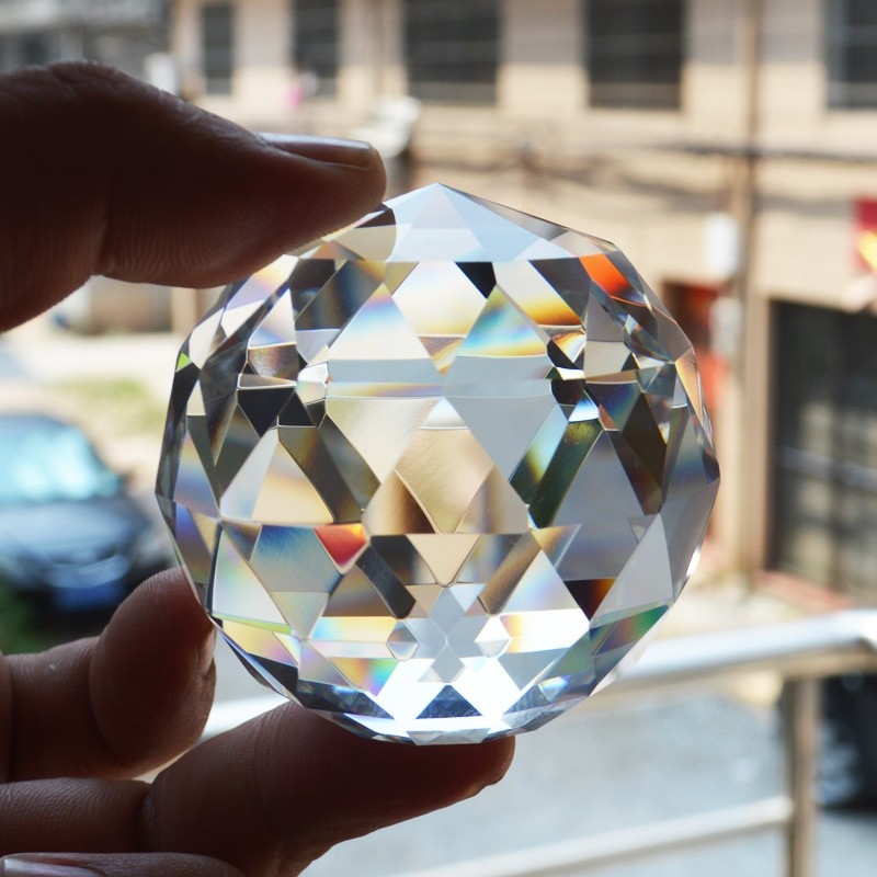 40mm crystal faceted ball, multi-faceted ball, flat-bottomed ball, nail art hand-held photo prop, decorative glass ball details Picture