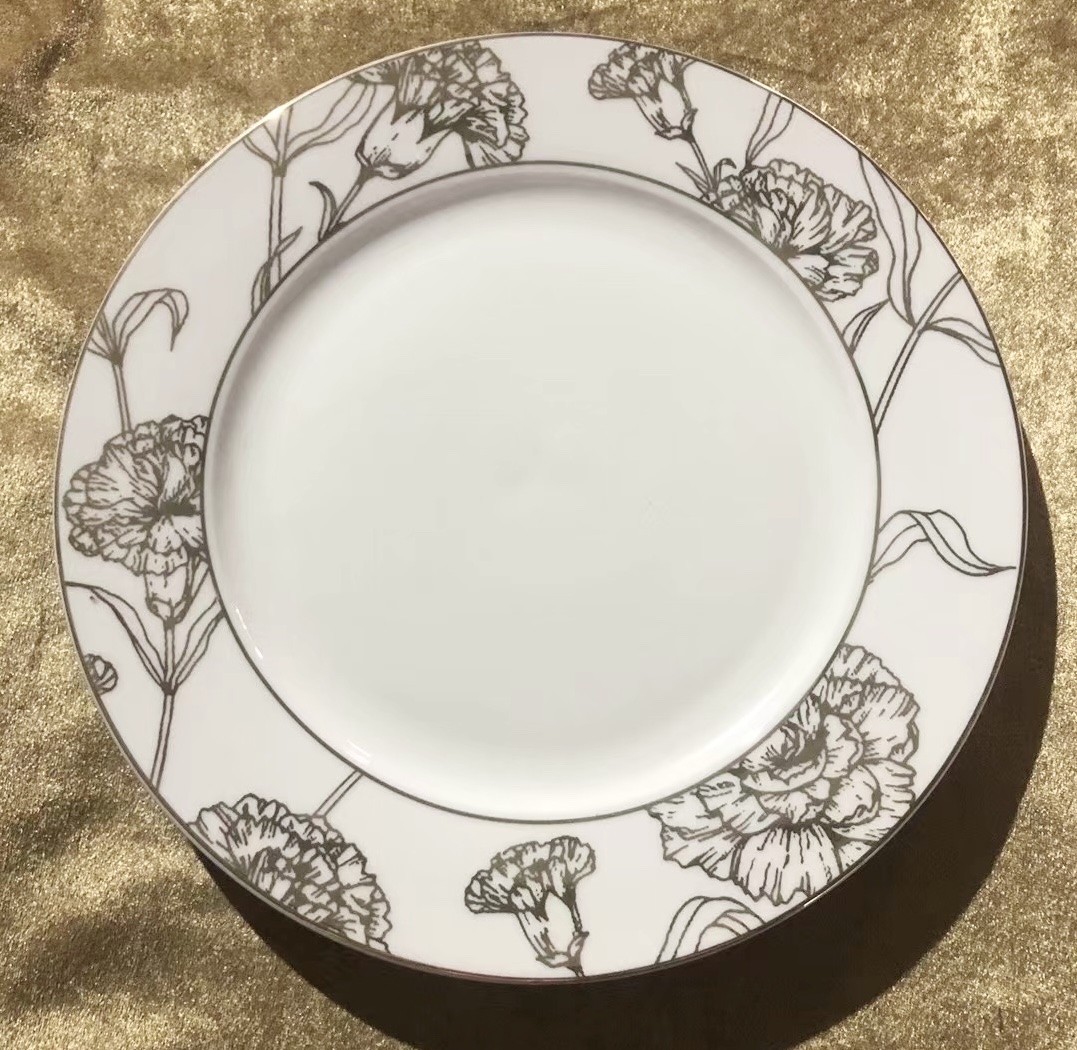 10.5-Inch Golden Bone China Ceramic Platter details Picture