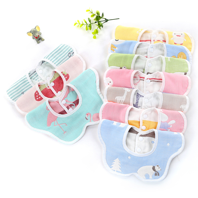 Baby Saliva Towel Pure Cotton Six Layers Of Gauze 360 Petals Baby Bib Baby Bib Wholesale Plum Flower Manufacturers Specification drawing