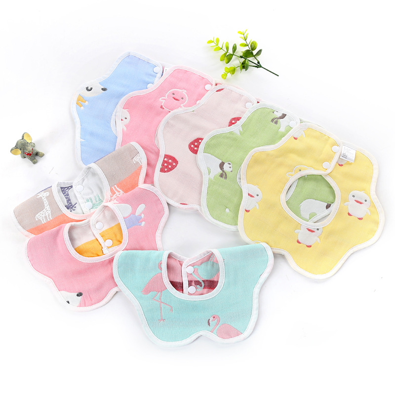 Baby Saliva Towel Pure Cotton Six Layers Of Gauze 360 Petals Baby Bib Baby Bib Wholesale Plum Flower Manufacturers details Picture